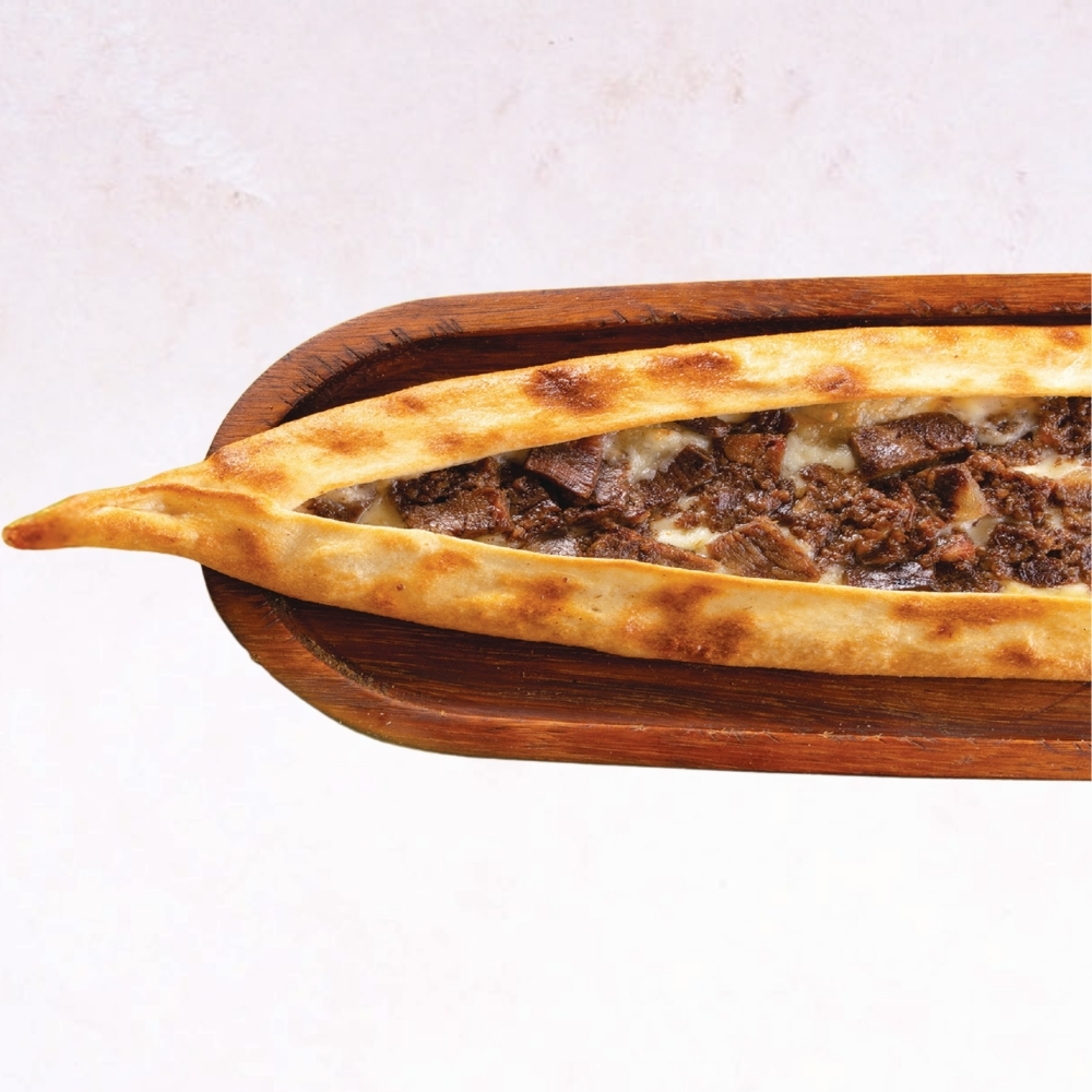 Pide with Roasted Meat and Kashar Cheese